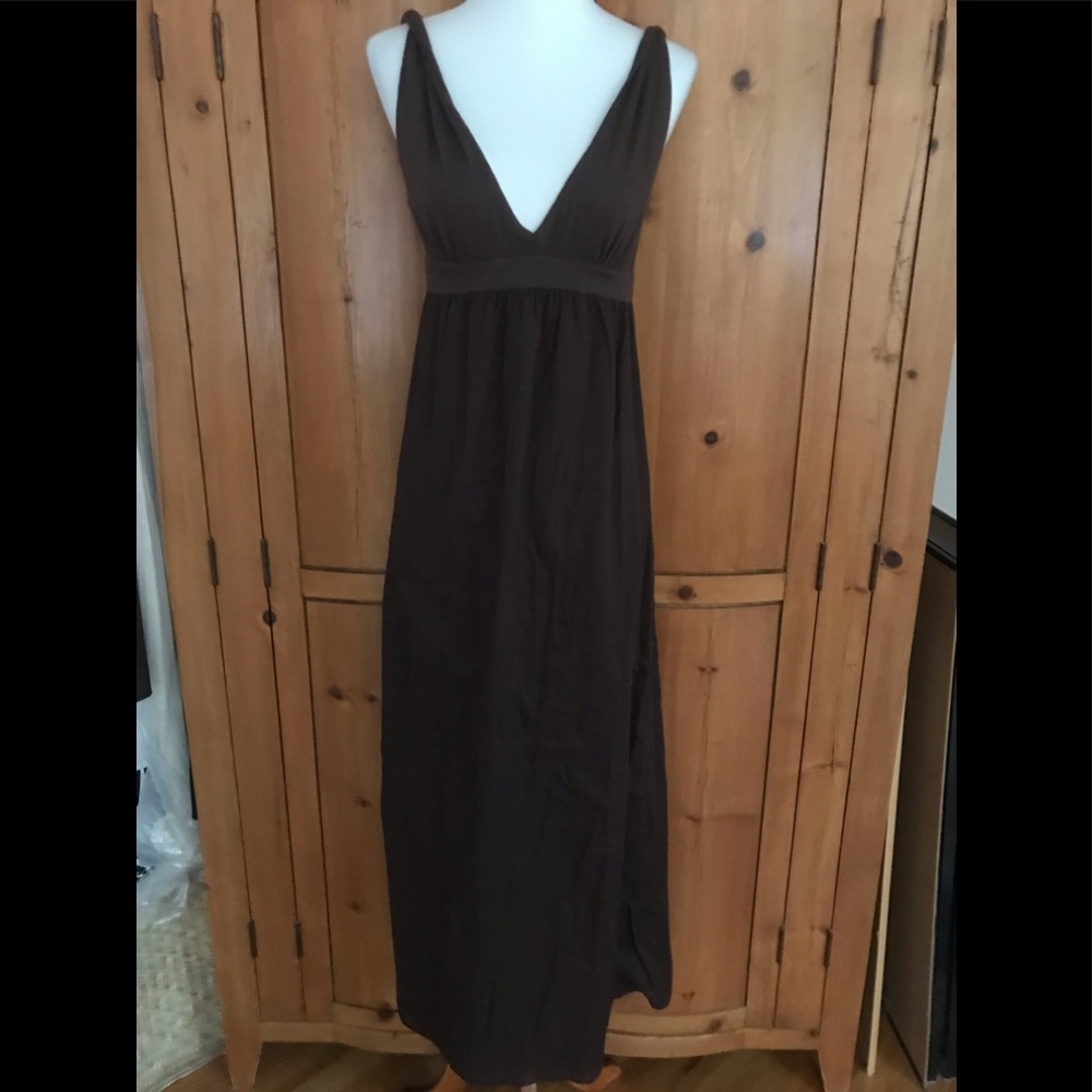 Velvet deep V maxi, princess waist, size XS